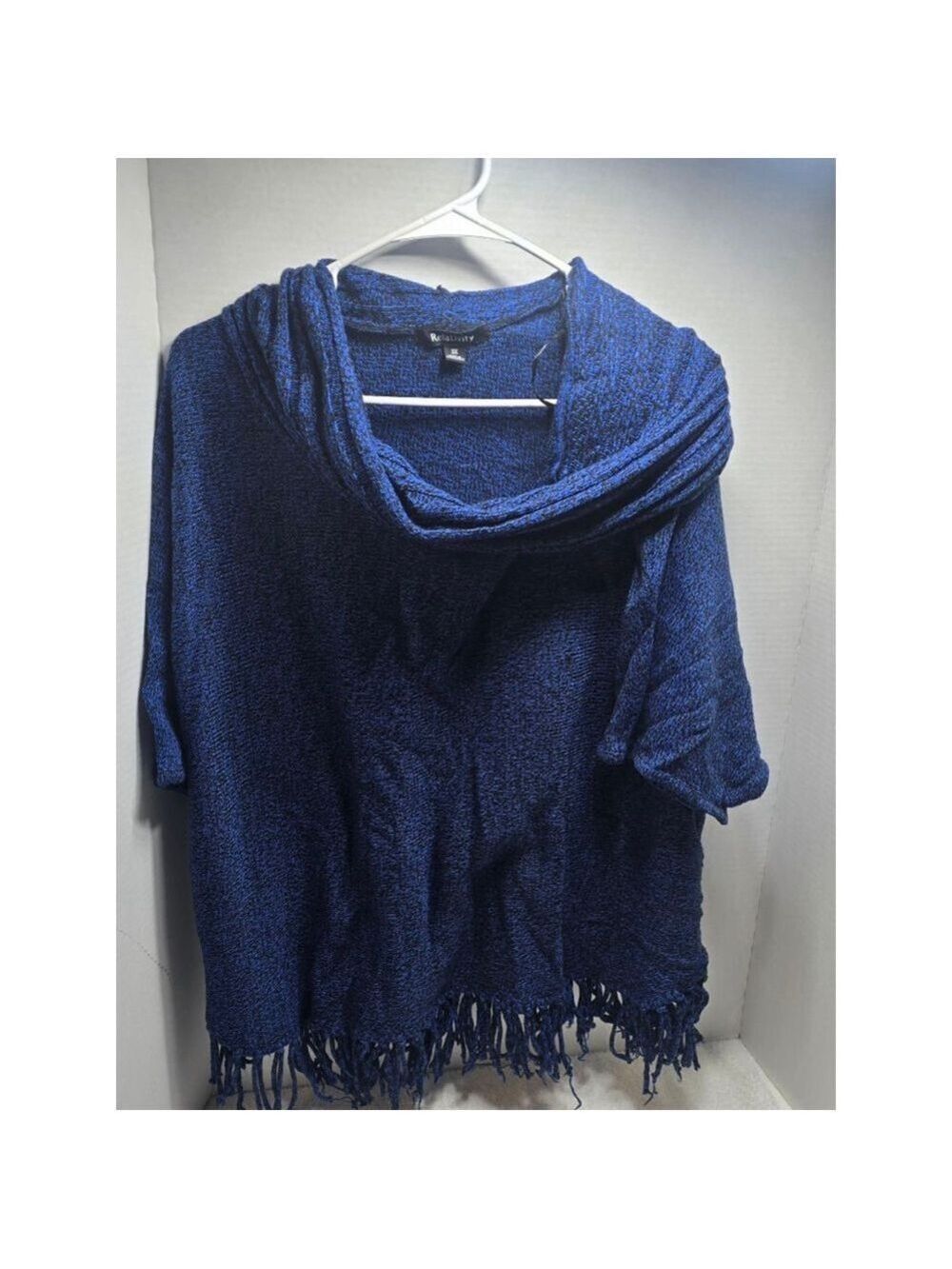 Women's Relativity Blue & Black Cowl Neck Sweater 3X